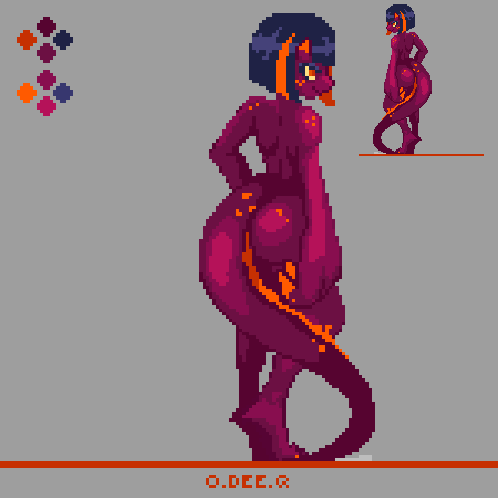 My lizard girl OC idle battle stance
